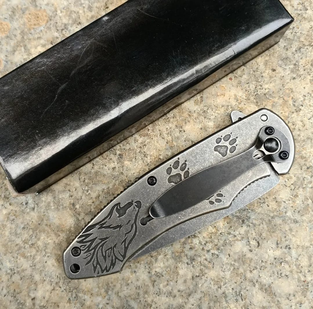Browning Eskitme Kurt Desenli Kamp Çakısı Browning Eskitme Kurt Desenli Kamp Çakısı