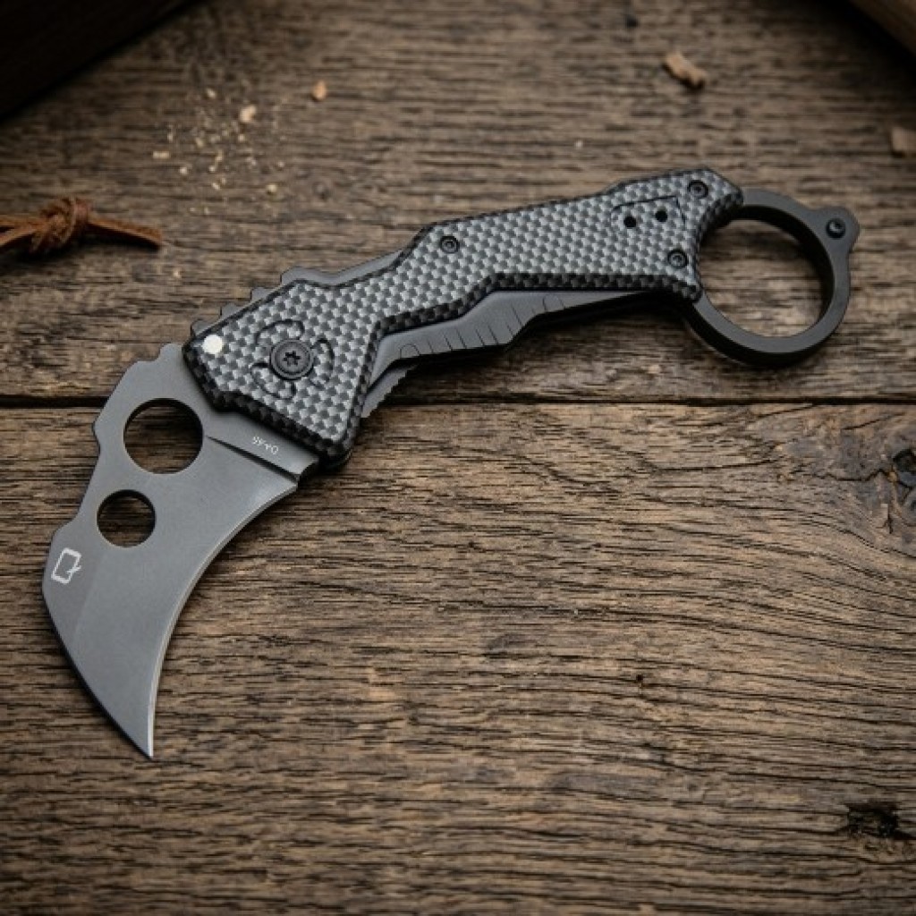 QTRM5TR Karambit Katlanır Bıçak | Karbon Fiber Desenli Taktik Çakı